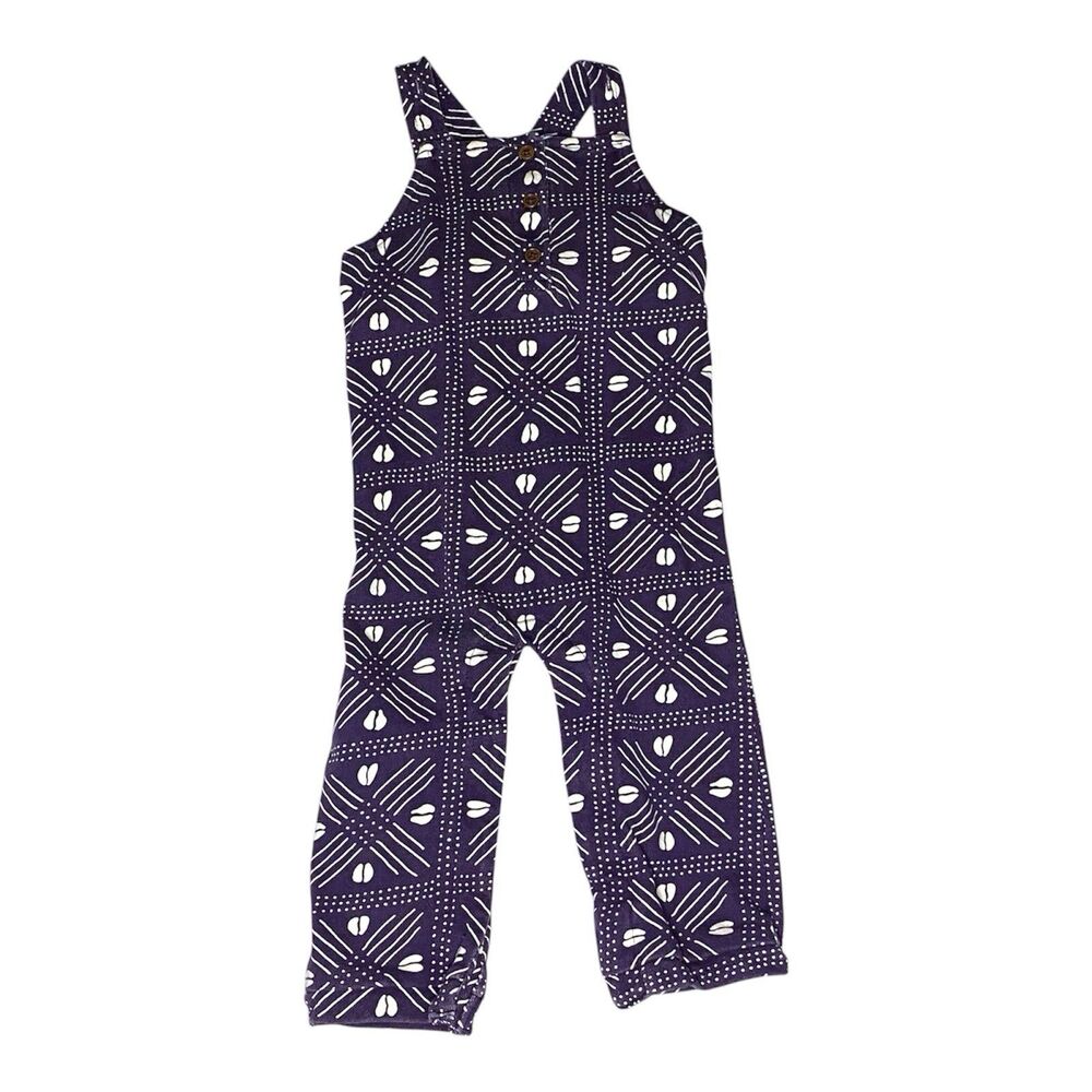 Ade + Ayo Purple African Printed Cotton Overalls Size 6-9M